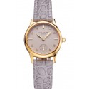 Replica Fashion Patek Philippe Calatrava Gray Dial Diamond Markings Gold Case Gray Leather Strap