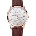 Replica Piaget Altiplano Date Silver Dial Rose Gold Case Brown Leather Strap