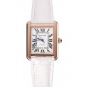 Replica Swiss Cartier Tank Solo White Dial Gold Case White Leather Bracelet 1453896