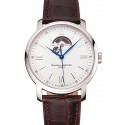 Swiss Baume & Mercier Classima 8688 White Dial Stainless Steel Case Brown Leather Strap