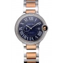 Swiss Cartier Ballon Bleu Diamond Case Blue Dial Two Tone Bracelet 622675