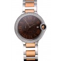 Swiss Cartier Ballon Bleu Diamond Case Brown Dial Two Tone Bracelet 622674