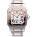 Swiss Cartier Santos De Cartier Galbee Rose Gold and Steel Case Steel Bracelet Small 622645