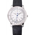 Swiss Girard-Perregaux 1966 Automatic White Dial Silver Diamond Case Black Leather Strap