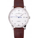 Swiss Girard-Perregaux 1966 White Dial Silver Diamond Case Brown Leather Strap