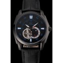 Swiss IWC Pilot's Watch Black Dial With Blue Marking Black Plated Stainless Steel Case Black Leather Strap 1453738 Watches