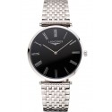Swiss Longines Grande Classique Black Dial Roman Numerals Stainless Steel Case And Bracelet