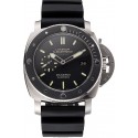 Swiss Panerai Luminor Submersible Black Dial Stainless Steel Case Black Bezel Black Rubber Strap