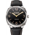 Swiss Panerai Radiomir 3 Days Acciaio "Firenze" Black Dial Stainless Steel Case Black Leather Strap