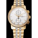 Swiss Vacheron Constantin Patrimony Traditionnelle Chronograph White Dial Diamond Bezel Gold Case Two Tone Bracelet 1453756