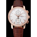 Swiss Vacheron Constantin Patrimony Traditionnelle Chronograph White Dial Diamond Bezel Rose Gold Case Brown Leather Strap 1453764