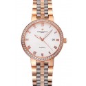 Swiss Vacheron Constantin Traditionnelle White Dial Diamond Bezel Rose Gold Case Two Tone Bracelet