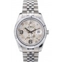 Top Rolex Swiss DateJust Stainless Steel Ribbed Bezel Flower Silver Dial 42001