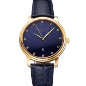 AAAAA Patek Philippe Calatrava Date Blue Guilloche Dial Gold Case Blue Leather Strap