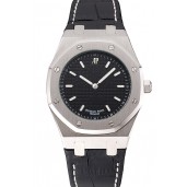 Audemars Piguet Royal Oak Fondation Black Dial Stainless Steel Case Black Leather Strap