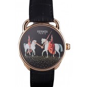 Best Imitation Hermes Classic Croco Leather Strap Black Dial 801397