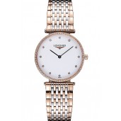 Best Longines La Grande Classique Rose Gold White Dial Diamond Bezel Homme 622105