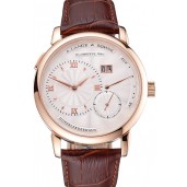 Best Quality A. Lange & Sohne Lange 1 White Dial Rose Gold Case Brown Leather Strap