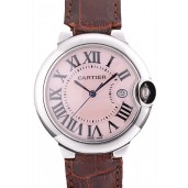 Best Replica Cartier Ballon Bleu 38mm White Dial Stainless Steel Case Brown Leather Bracelet