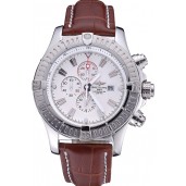 Breitling Chronomat Evolution White Dial Brown Leather Bracelet 622517