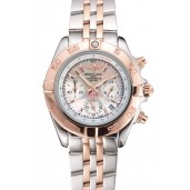 Breitling Chronomat Quartz Pearl Dial Rose Gold Bezel Stainless Steel Case Two Tone Bracelet
