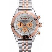 Breitling Chronomat White Dial Rose Gold Bezel And Subdials Stainless Steel Case Two Tone Bracelet