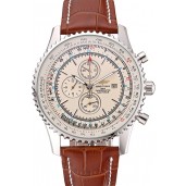 Breitling Navitimer World White Dial Brown Leather Bracelet 622514