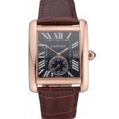 Cartier Tank MC Black Dial Gold Case Brown Leather Strap 622582
