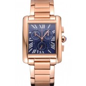 Cartier Tank MC Navy Dial Rose Gold Case And Bracelet 622704