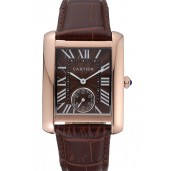 Cheap Cartier Tank MC Gold Case Brown Dial Brown Leather Strap 622175