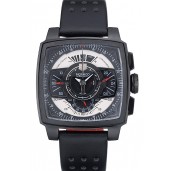 Cheap Tag Heuer Monaco Black-Red Perforated Leather Strap Black Dial 80309