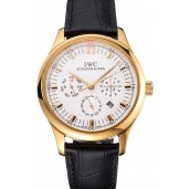 Copy Swiss IWC Portugieser Perpetual Calendar White Dial Gold Case Black Leather Strap