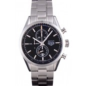 Copy Tag Heuer SLR Polished Stainless Steel Case Black Dial Stainless Steel Strap