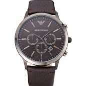 Emporio Armani Classic Chronograph Brown Dial Silver Case Brown Leather Bracelet 622341