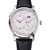 Fake A. Lange & Sohne Lange 1 White Dial Stainless Steel Case Black Leather Strap