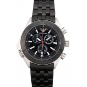 Fake Best Emporio Armani Sportivo Black Ion Plated Bezel Black Dial Chronograph