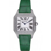 Fake Cartier Santos 100 Diamond Silver Bezel 621914