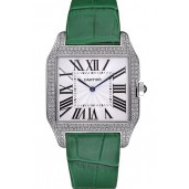 Fake Cartier Santos 100 Diamond Silver Bezel 621929