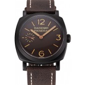 Fake Swiss Panerai Radiomir 1940 Brown Dial Black PVD Case Brown Leather Strap 1453846