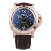 Fashion Panerai Luminor Rose Gold Case Black Dial Dark Brown Leather Strap