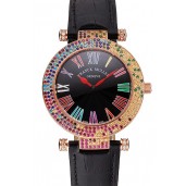 Franck Muller Double Mistery 4 Saisons Black Dial Rose Gold Case Black Leather Strap