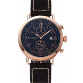 Hamilton Navy Pioneer Chrono Black Dial Rose Gold Case Black Leather Strap
