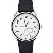 Hermes Classic Croco Leather Strap White Dial 801403