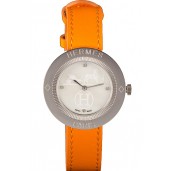 High Quality Hermes Classic MOP Dial Orange Leather Bracelet 801390