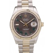 Hot Rolex DateJust Gold Ribbed Pattern Bezel Brown Dial