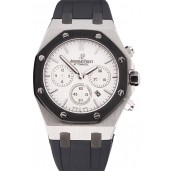 Hot Swiss Audemars Piguet Royal Oak Chronograph White Dial Stainless Steel Case Black Rubber Strap 622865