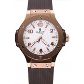 Hublot Big Bang King Rose Gold Bezel White Dial Brown Rubber Strap