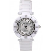 Imitation Cartier Pasha 39mm Silver Dial White Ceramic Case Rubber Bracelet