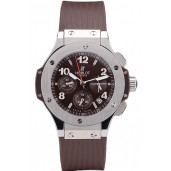 Imitation Hublot Big Bang Brown Strap White Dial Watch