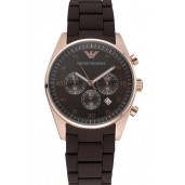 Knockoff Best Emporio Armani Sportivo Chronograph Brown Dial Gold Case Brown Bracelet 622346